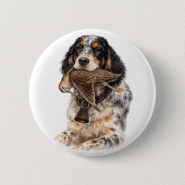 Engelsk Setter, Morkulla Jakt ,Hund Konst Knapp (Framsida)