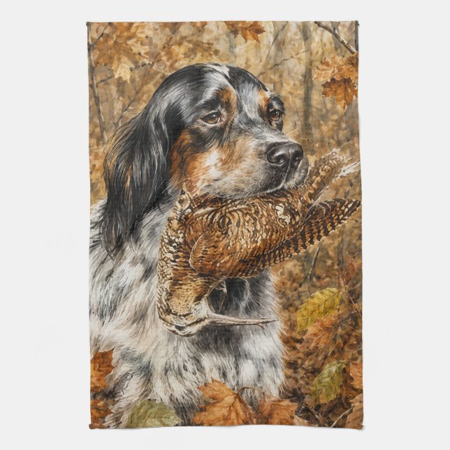 Engelsk Setter, morkulla jakt  Kökshandduk (Vertikal)