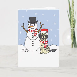 Engelsk Setter och snögubbe Helgkort