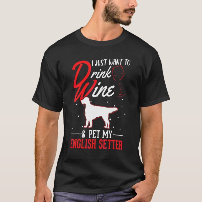 Engelsk Setter Och Vin T Shirt (Framsida)