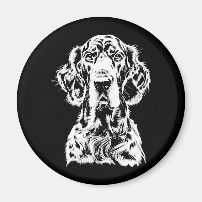 Engelsk Setter Porträtt-minialistisk apparat Magnet (Framsidan)