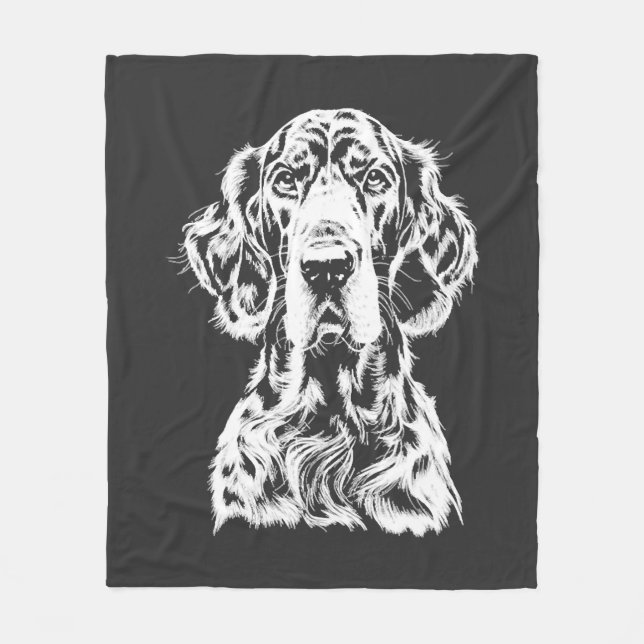 Engelsk Setter Porträtt  Minimalistisk Klänning Fleecefilt (Framsidan)