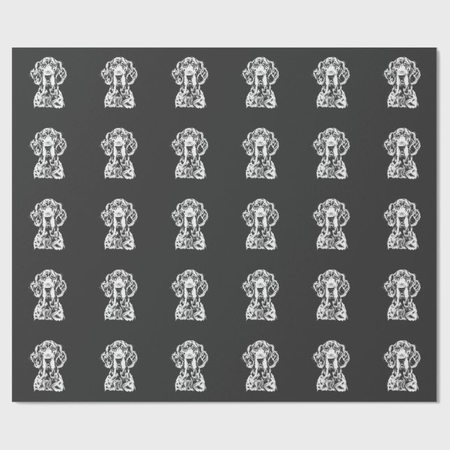 Engelsk Setter Porträtt  Minimalistisk Klänning Presentpapper (Platt)