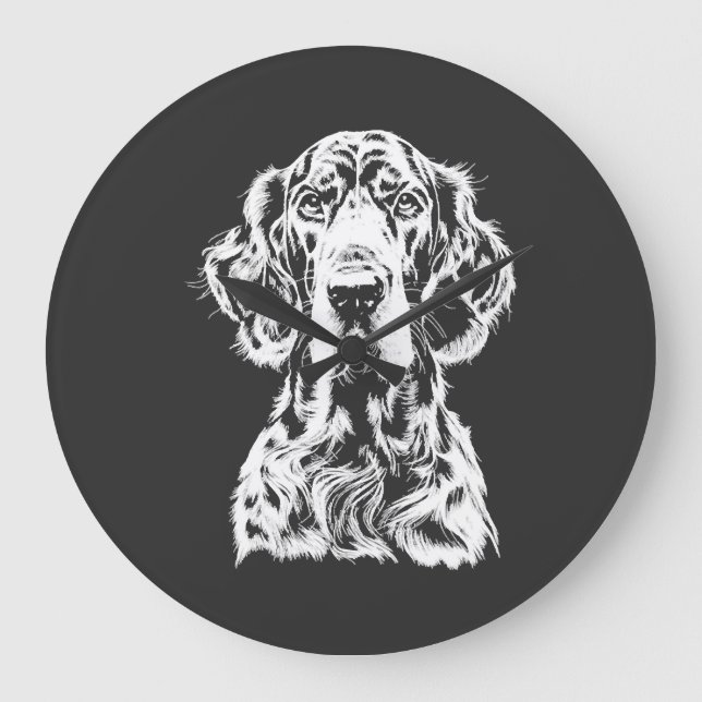 Engelsk Setter Porträtt  Minimalistisk Klänning Stor Klocka (Framsida)