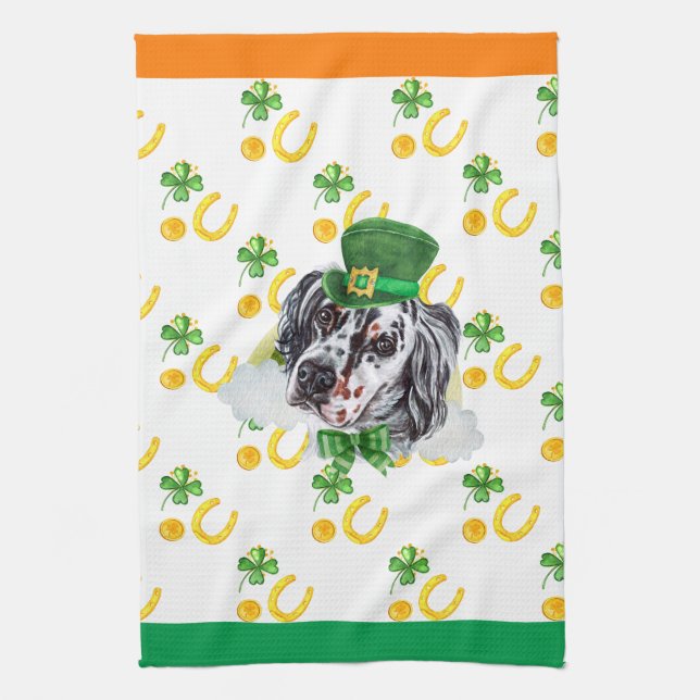 Engelsk Setter Semester Hem Inredning St Patricks  Kökshandduk (Vertikal)