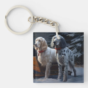 Engelsk Setter Snöig Släd Jul Dekoration