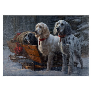 Engelsk Setter Snöig Släd Jul Dekoration