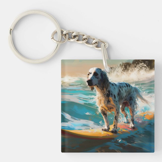 Engelsk Setter Strand Surfning Målning (Framsidan)