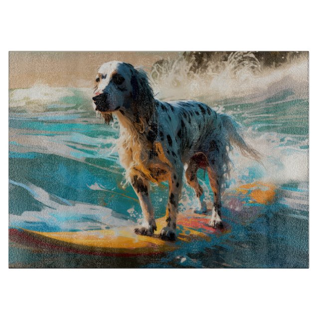 Engelsk Setter Strand Surfning Målning (Framsidan)