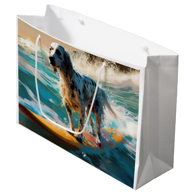 Engelsk Setter Strand Surfning Målning (Framsidan Vinklad)