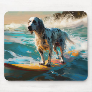 Engelsk Setter Strand Surfning Målning Musmatta