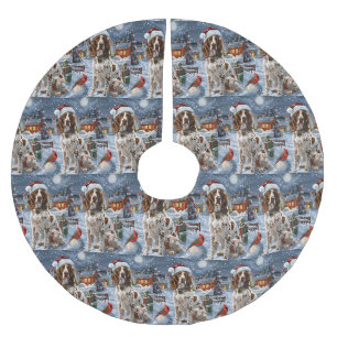 Engelsk Setter Vinter Världens Julglädje Julgransmatta Borstad Polyester