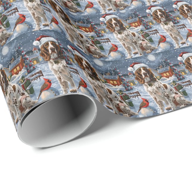 Engelsk Setter Vinter Världens Julglädje Presentpapper (Rullad Hörn)