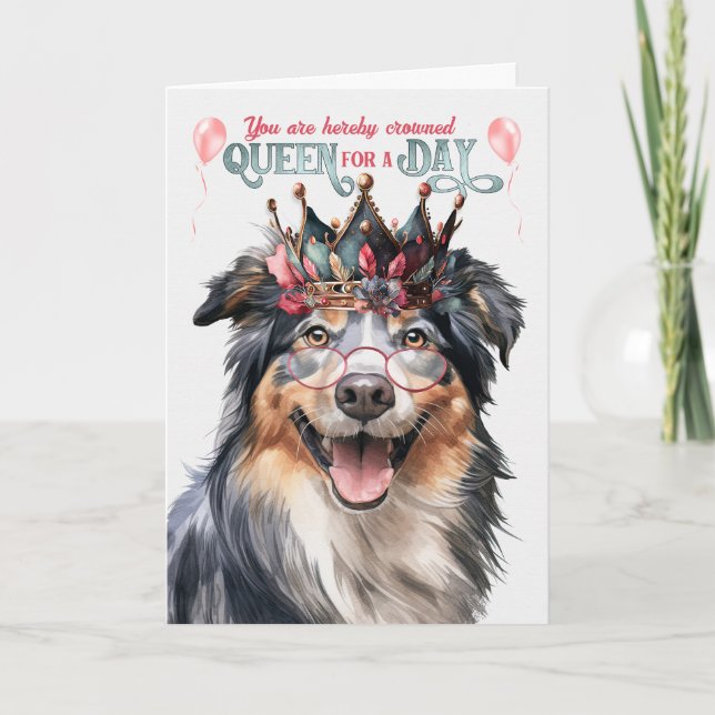 Engelsk Shepherd Queen for a Day Funny Birthday Kort (Framsida)