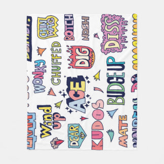 Engelsk slang ord, doodle lettering fleecefilt