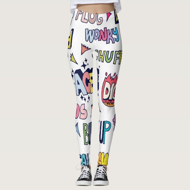 Engelsk slang ord, doodle lettering leggings (Framsida)