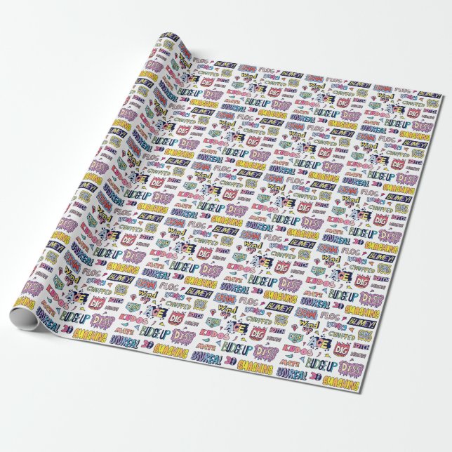 Engelsk slang ord, doodle lettering presentpapper (Utrullad)