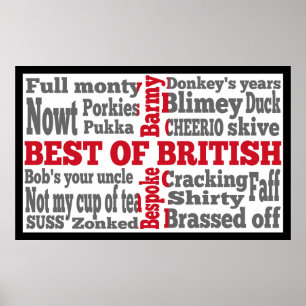 Engelsk slang på flagga av Underbara Briton Poster