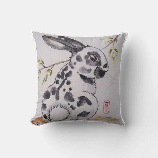 Engelsk spot Bunny Rabbit Pillow, Oriental Design Kudde (Framsida)
