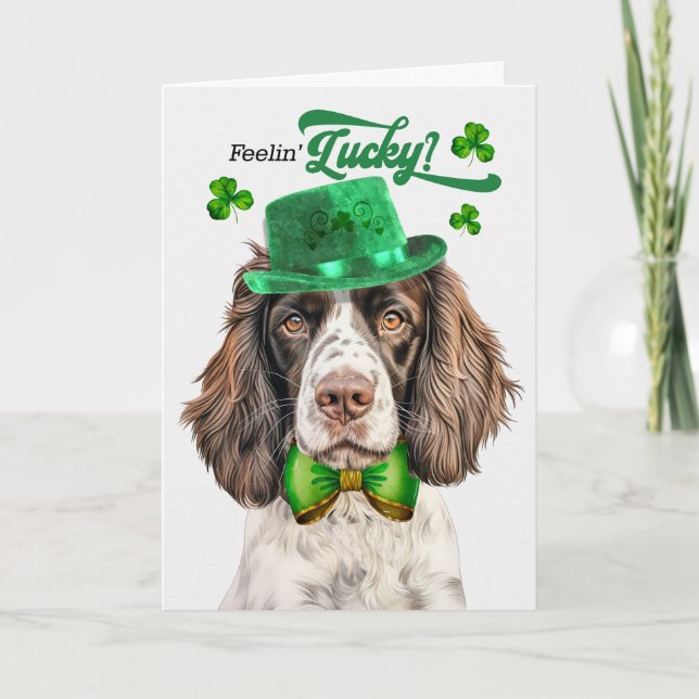 Engelsk Springer Hund  Lycka till St Patrick's Day Helgkort (Framsida)
