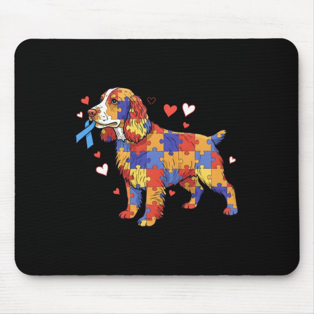 Engelsk Springer spanel Puzzle Autism Awareness W Musmatta (Framsidan)