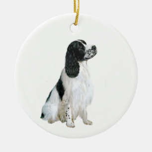 Engelsk Springer Spaniel (A) - svart och vit Julgransprydnad Keramik
