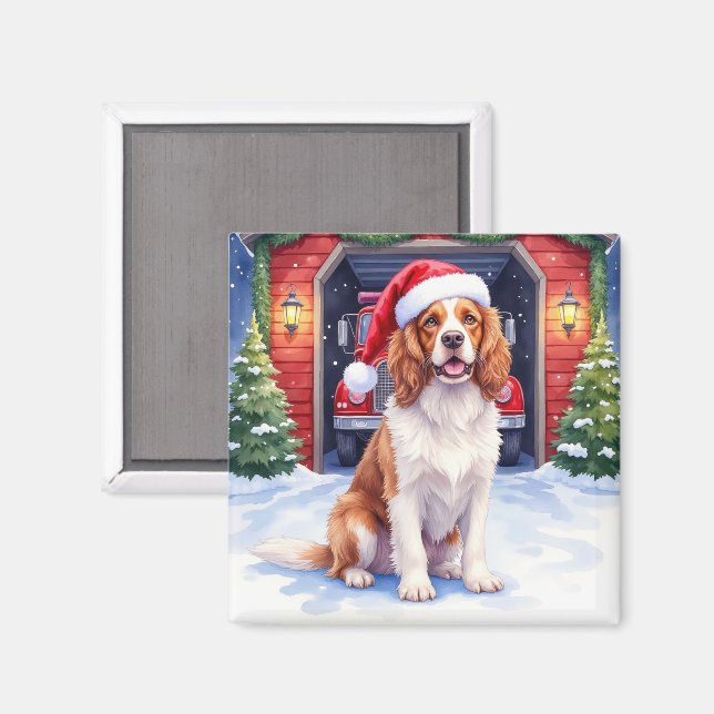 Engelsk Springer Spaniel Brandstation Tomte Magnet (Front/Back)