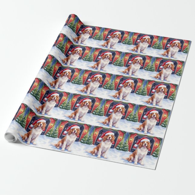 Engelsk Springer Spaniel Brandstation Tomte Presentpapper (Utrullad)