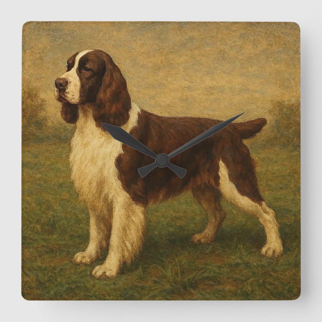Engelsk Springer Spaniel Fyrkantig Klocka (Framsida)