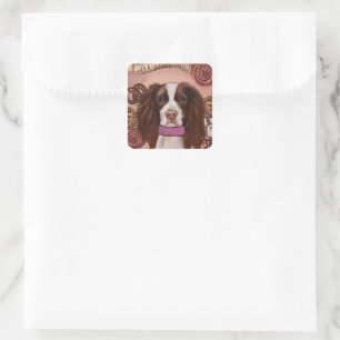 Engelsk Springer Spaniel Fyrkantigt Klistermärke