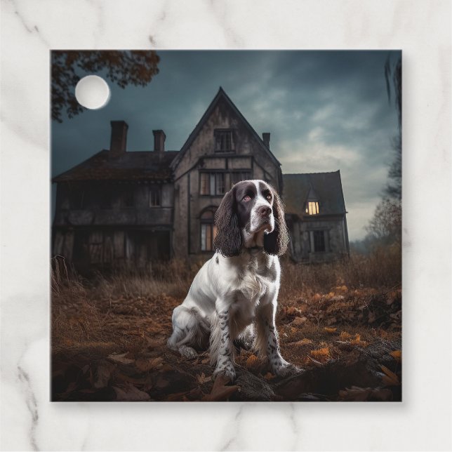 Engelsk Springer Spaniel Halloween Skräck Gåvor Etiketter (Framsida)