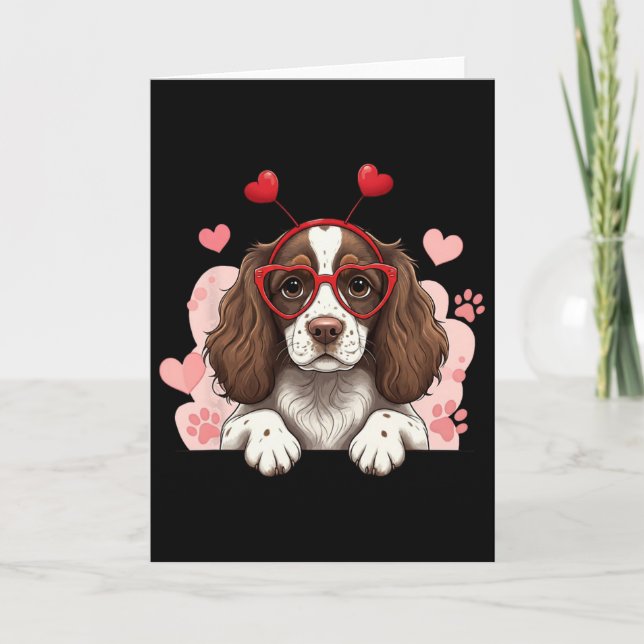 Engelsk Springer Spaniel Headbynd Alla hjärtans da Kort (Framsida)