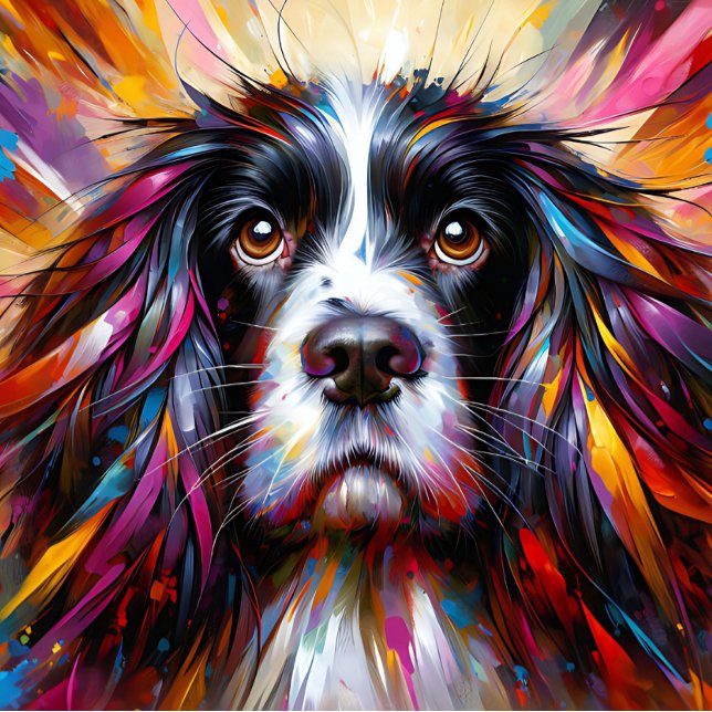 Engelsk Springer Spaniel Hund Akryl Konsttryck Pussel (English Springer Spaniel Acrylic Art Print.)
