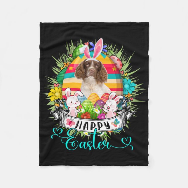 Engelsk Springer Spaniel Hund i påskägg Sket _ Fleecefilt (Framsidan)