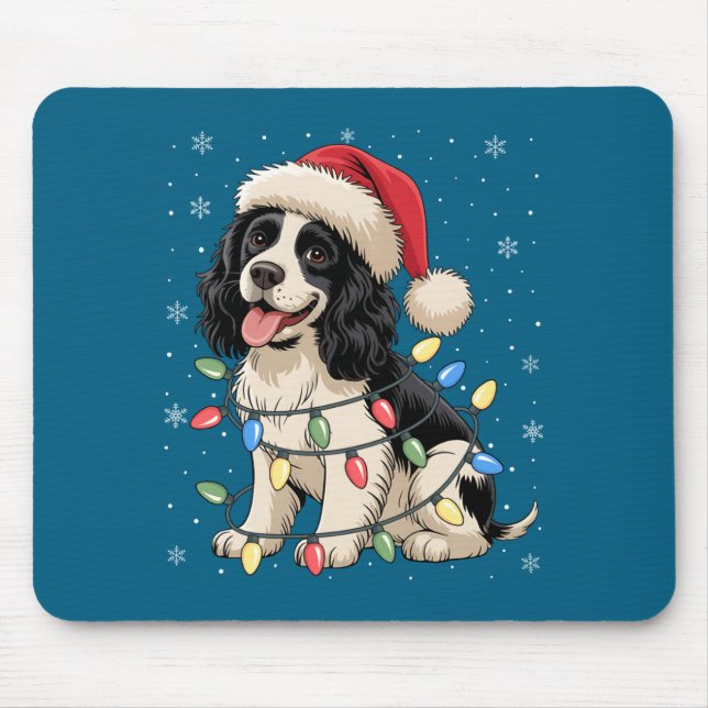 Engelsk Springer Spaniel Hund Julgran Ljuskedja Musmatta (Framsidan)