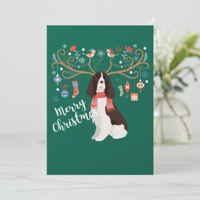 Engelsk Springer Spaniel Jul Tomtedjur Hund Julkort (Stående Fram)