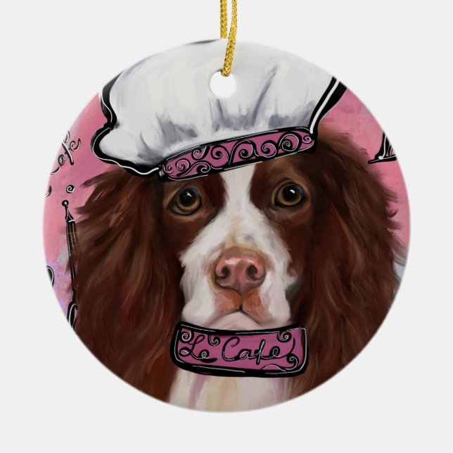 Engelsk Springer Spaniel Julgransprydnad Keramik (Framsidan)