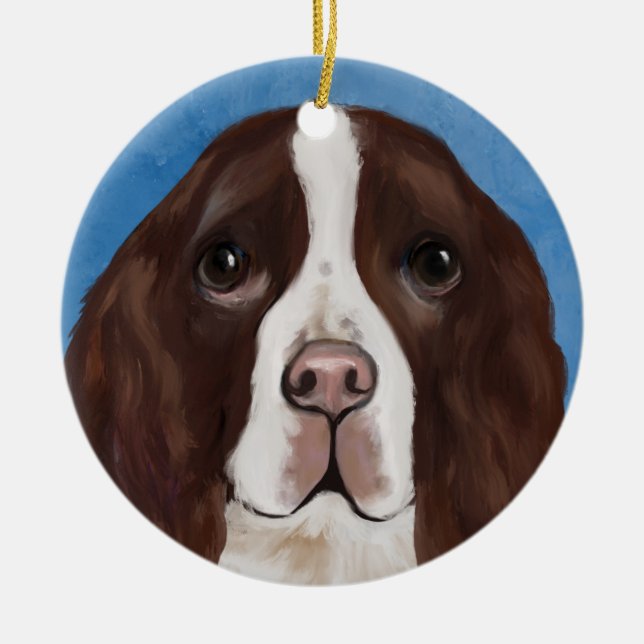 ENGelsk Springer Spaniel    Julgransprydnad Keramik (Framsidan)