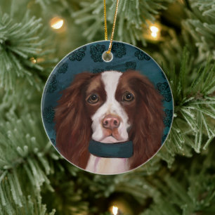 Engelsk Springer Spaniel Julgransprydnad Keramik