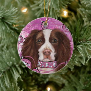 ENGELSK SPRINGER SPANIEL JULGRANSPRYDNAD KERAMIK