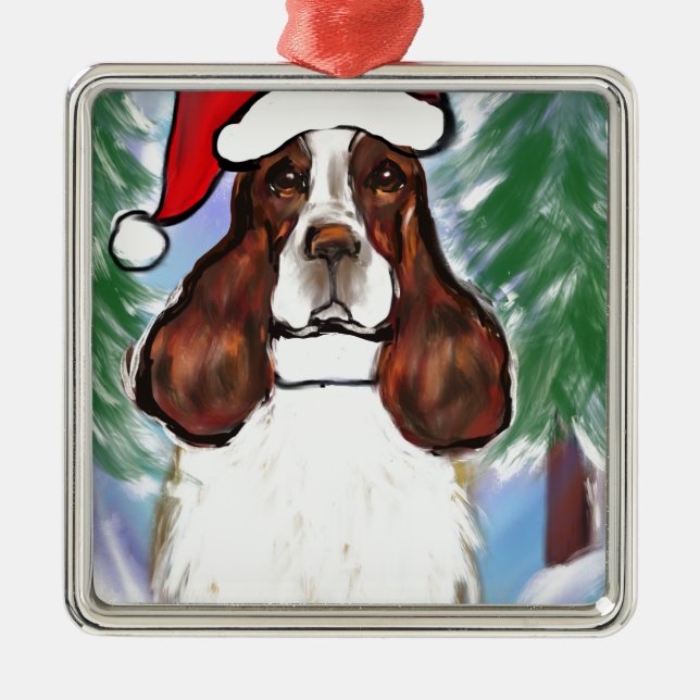 ENGelsk SPRINGER SPANIEL Julgransprydnad Metall (Framsidan)