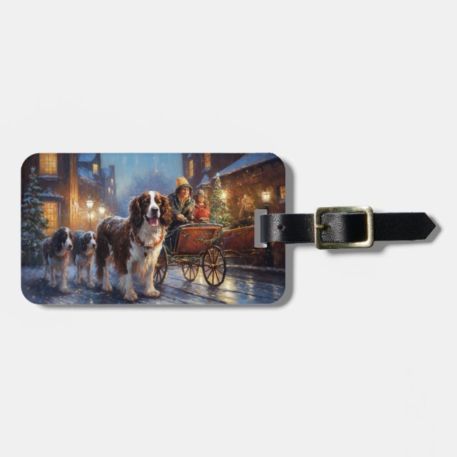 Engelsk Springer Spaniel Julhögtid Bagagebricka (Horisontell Framsida)
