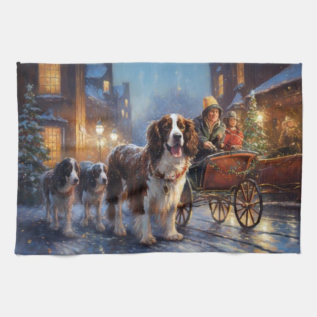 Engelsk Springer Spaniel Julhögtid Kökshandduk (Horisontell)
