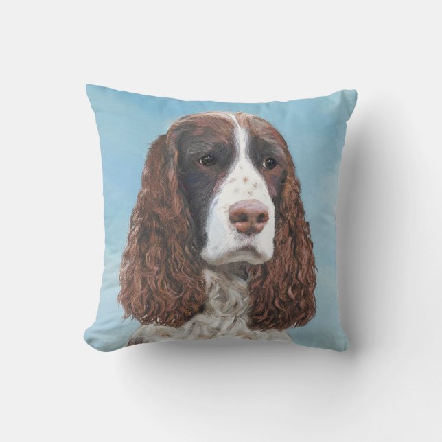 Engelsk Springer Spaniel-målning Original hundkons Kudde (Framsida)