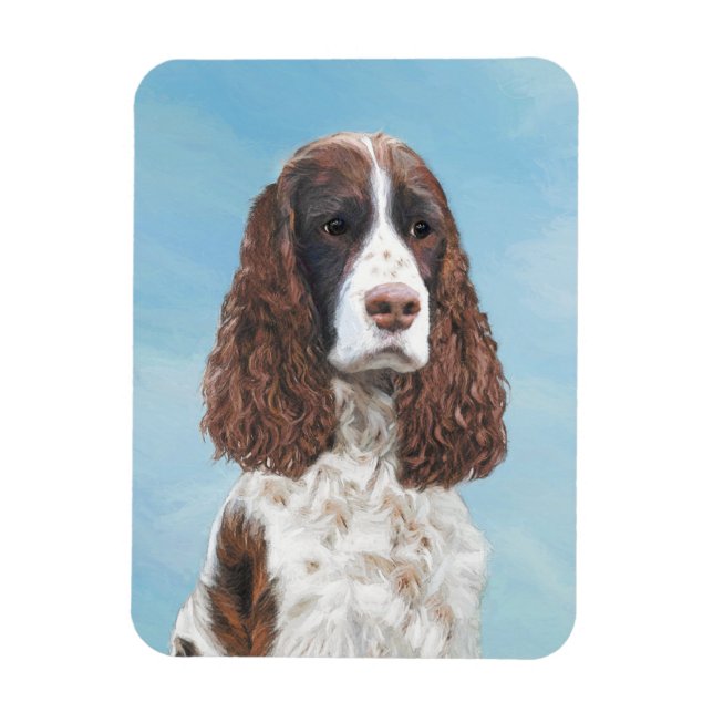 Engelsk Springer Spaniel Målning Original Hundkons Magnet (Vertikal)