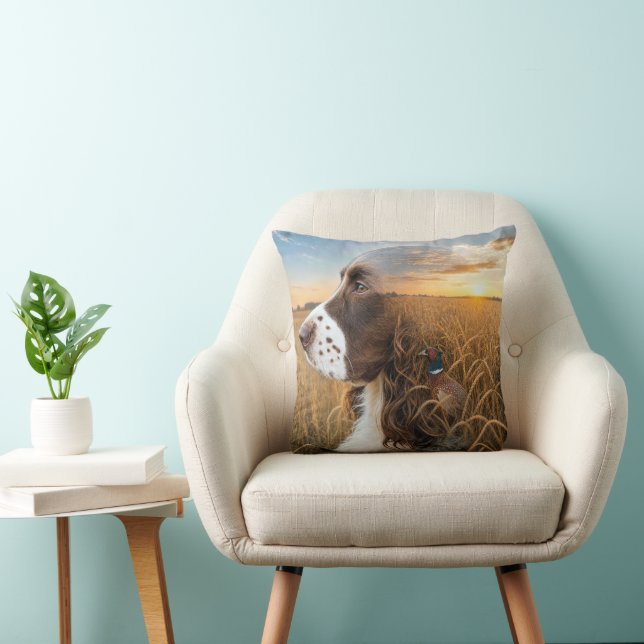 Engelsk Springer Spaniel och fasan Kudde (Stol)