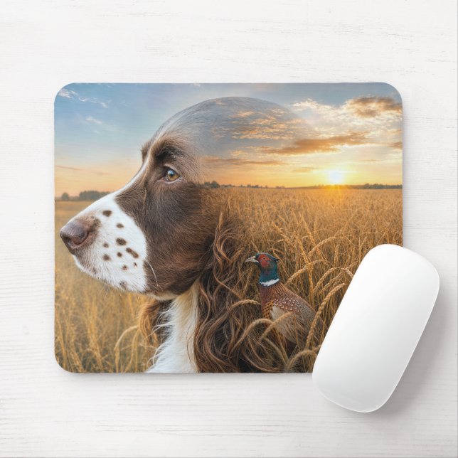 Engelsk Springer Spaniel och fasan Musmatta (Med mus)