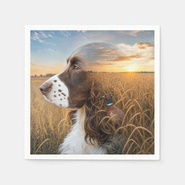 Engelsk Springer Spaniel och fasan Pappersservett (Framsidan)