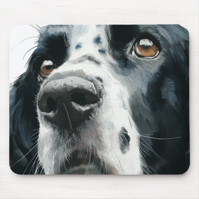 Engelsk springer spaniel porträtt med ticking musmatta (Framsidan)