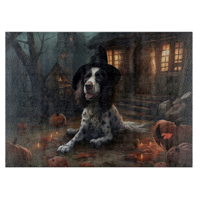 Engelsk Springer Spaniel Pumpa Halloween Skräck  (Framsidan)